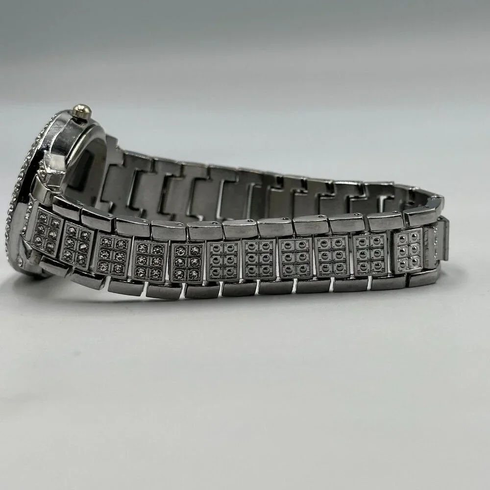 3/$30 Rhinestone Watch Women Silver Tone Pave Dial Roman Numerals Iced Out
